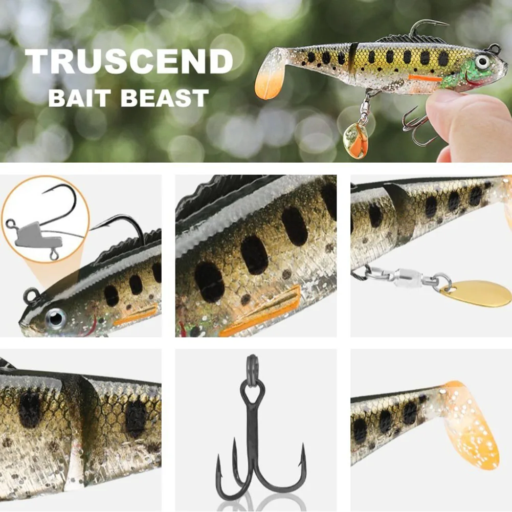 TRUSCEND Luya T-Tail, многосекционная Мягкая приманка с блестками, искусственная приманка для плавания, задний крючок, рыболовные снасти, аксессуары для рыбалки (art.: 3920c24e16bf7) - 3920c24e16bf7