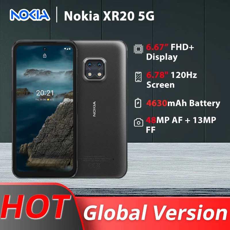 Смартфон глобальная версия Nokia XR20, прочный смартфон, военный стандарт, жесткий дисплей Corning Gorilla Glass, Victus IP68