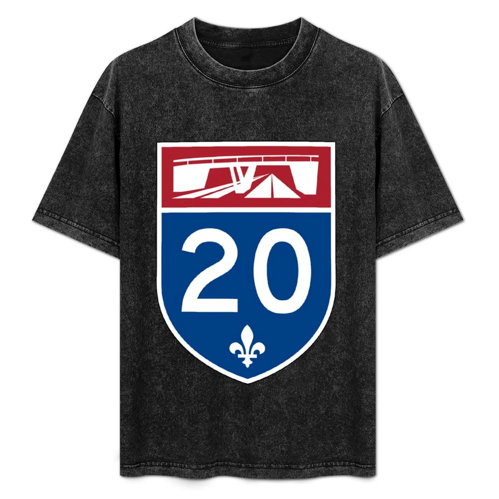 Футболка с надписью Quebec Autoroute A-20 (TCH) Autoroute Jean-Lesage, Autoroute du Souvenir Canada Highway Shield