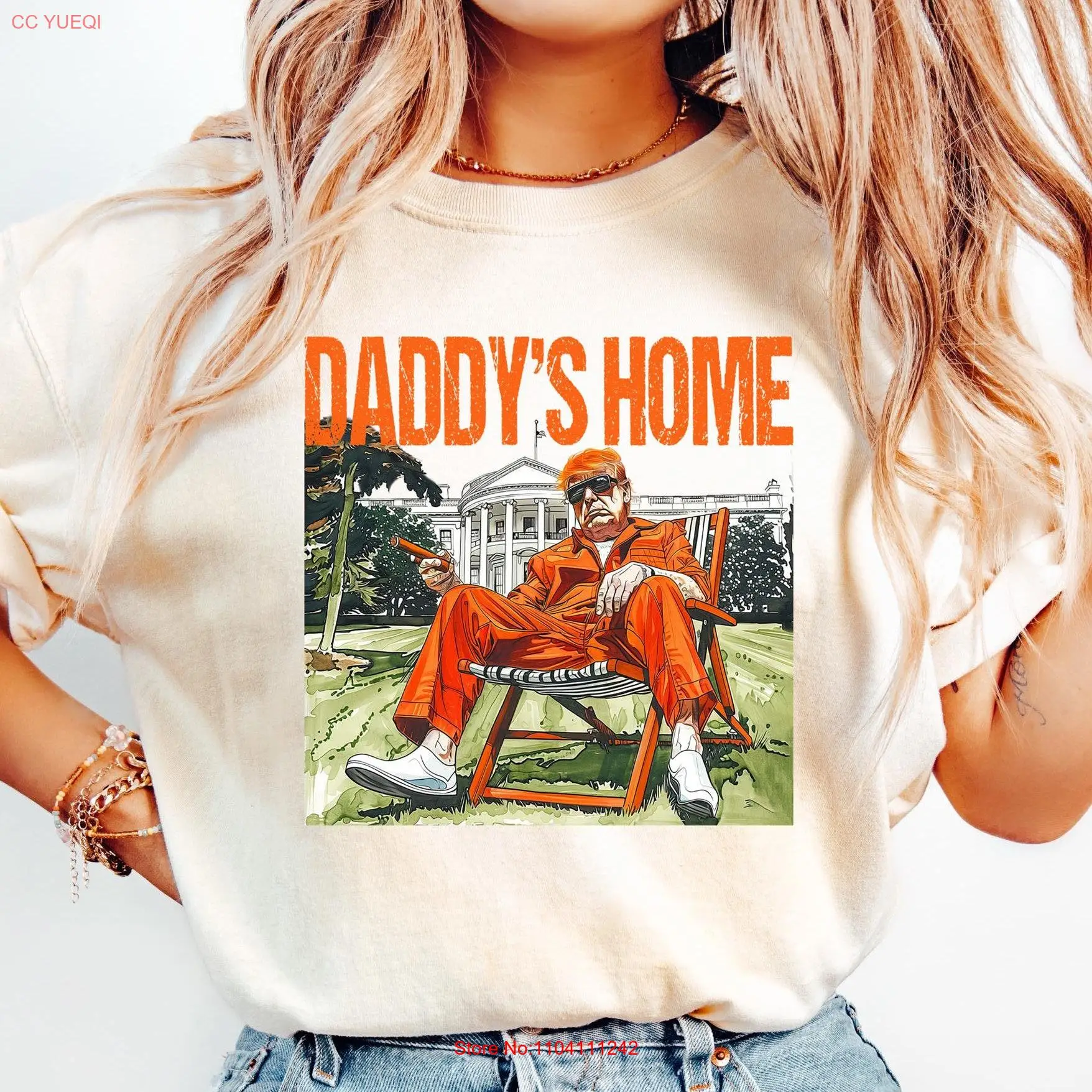 Футболка Daddy's Home Trump Thug Life Republican Election 2024, я голосование для Felon SweaT Meme с длинными или короткими рукавами