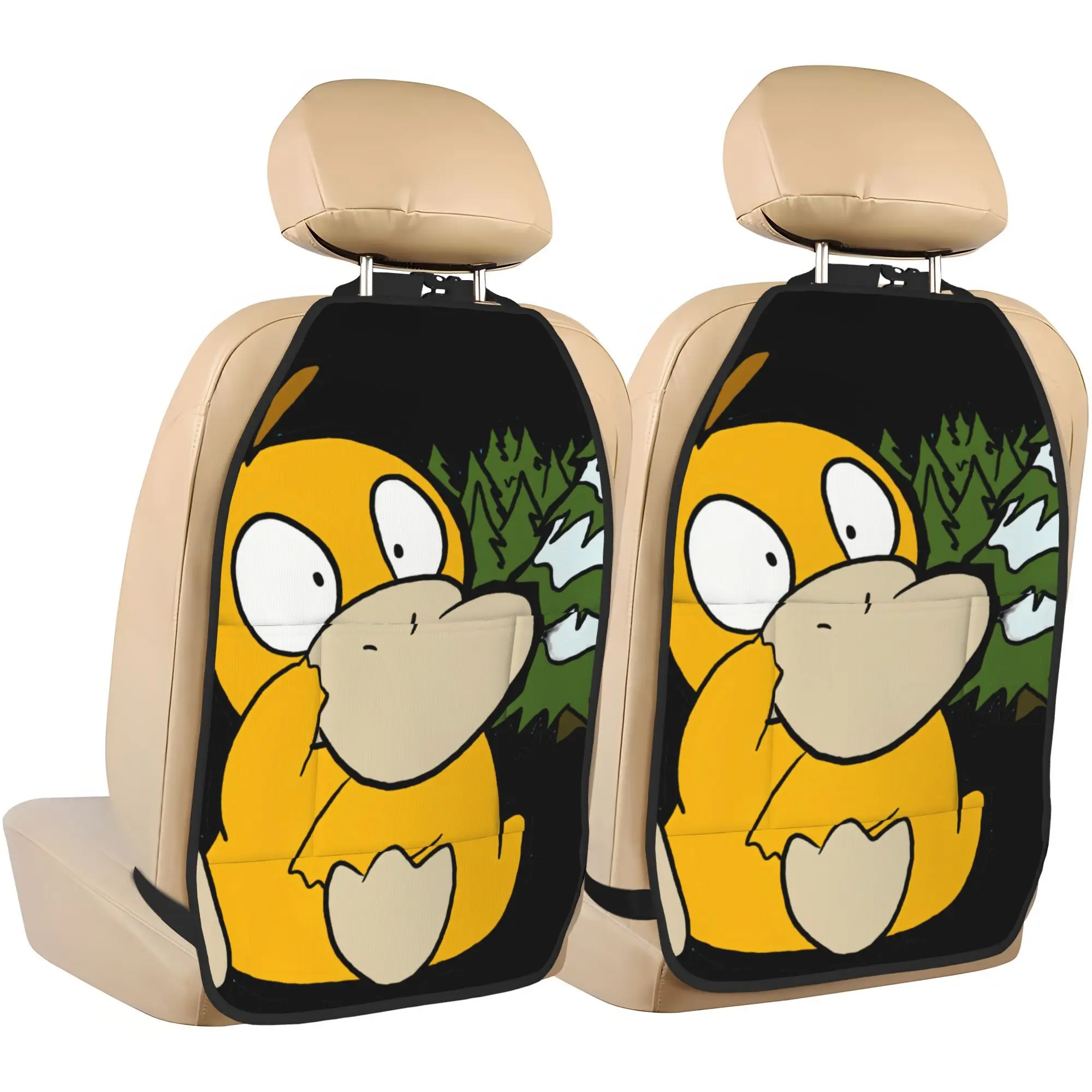 Psyduck автомобильное сиденье на спинку, противоударная накладка с героями мультфильмов, милая креативная кожаная автомобильная антигрязная противоударная накладка, товары для интерьера,