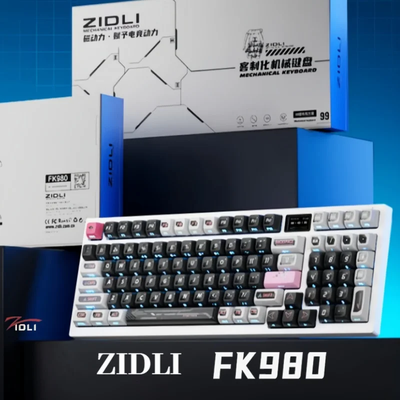 ZIDLI FK980, игровая клавиатура, беспроводная Bluetooth, треходовой режим, RGB, 99 клавиш, горячая замена, механическая клавиатура для киберспорта, магнитное питание