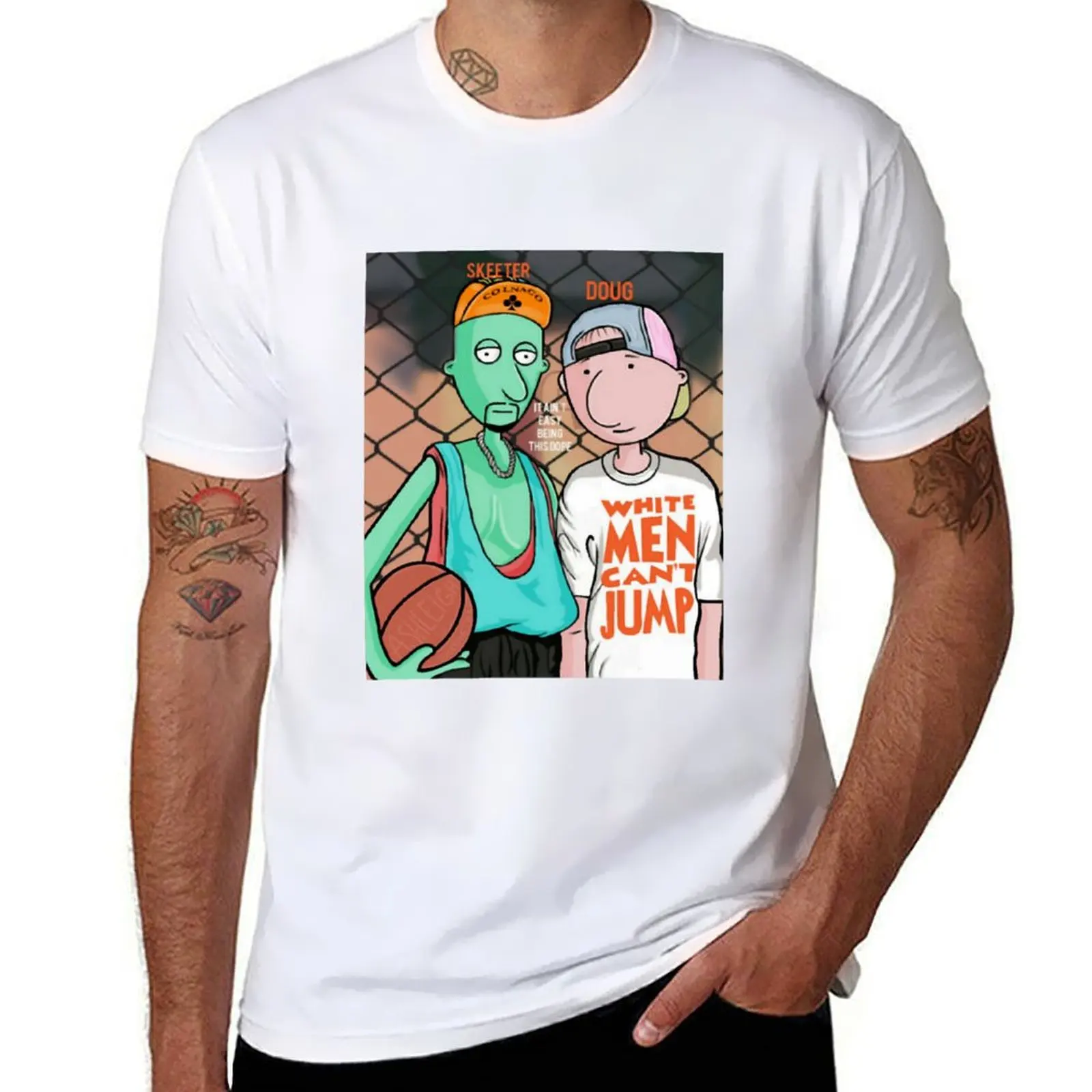 Белая мужская футболка Doug and Skeeter, мужские футболки, облегающая футболка, мужская однотонная футболка