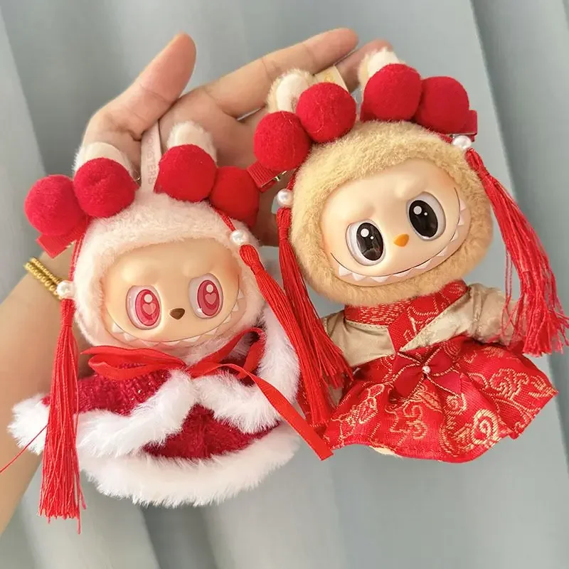Фото Новогодняя тематическая одежда для мини-куклы Labubu 17 см, аксессуары, одежда одинакового цвета, Labubu Ropa №4