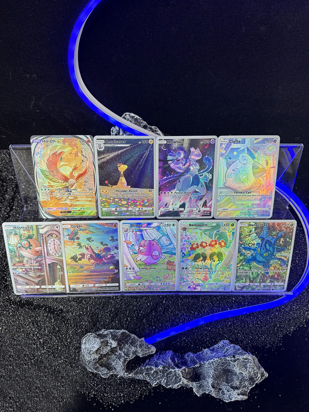 9 шт./компл. PTCG Pocket21 коллекционные карты Ho-Oh Ex Bllssey Gligar Gyarados Meowt с тиснением текстуры флэш-карты кроссовки подарки для детей Товары АСГ