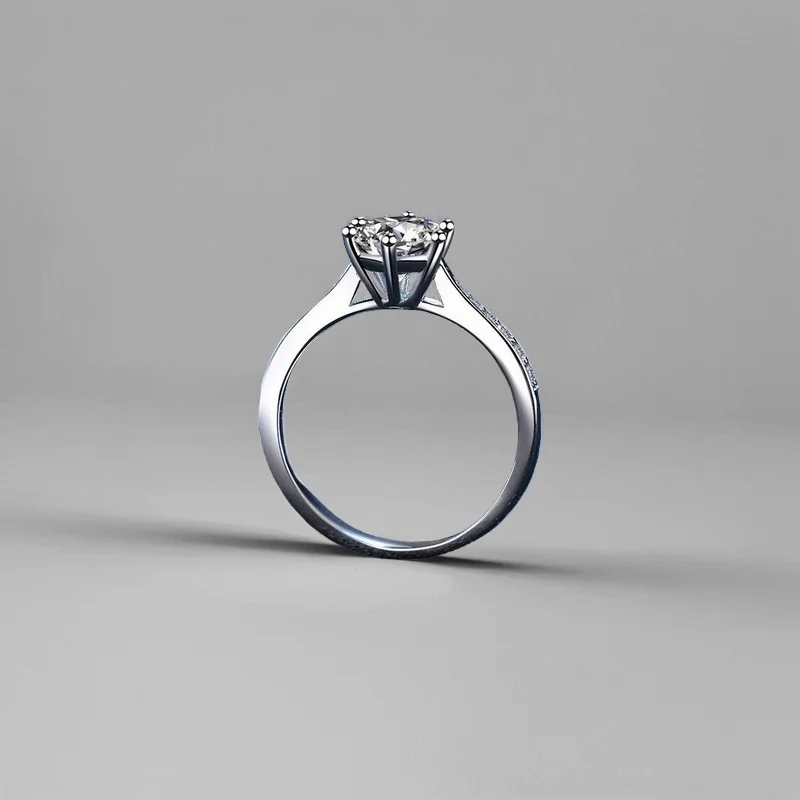 Фото 1CT-2CT D Цвет Муассанит Корейский Стиль Микро Установка Коготь Кольцо |   Элегантные ювелирные изделия из стерлингового серебра S925 с сертификатом GBA №3