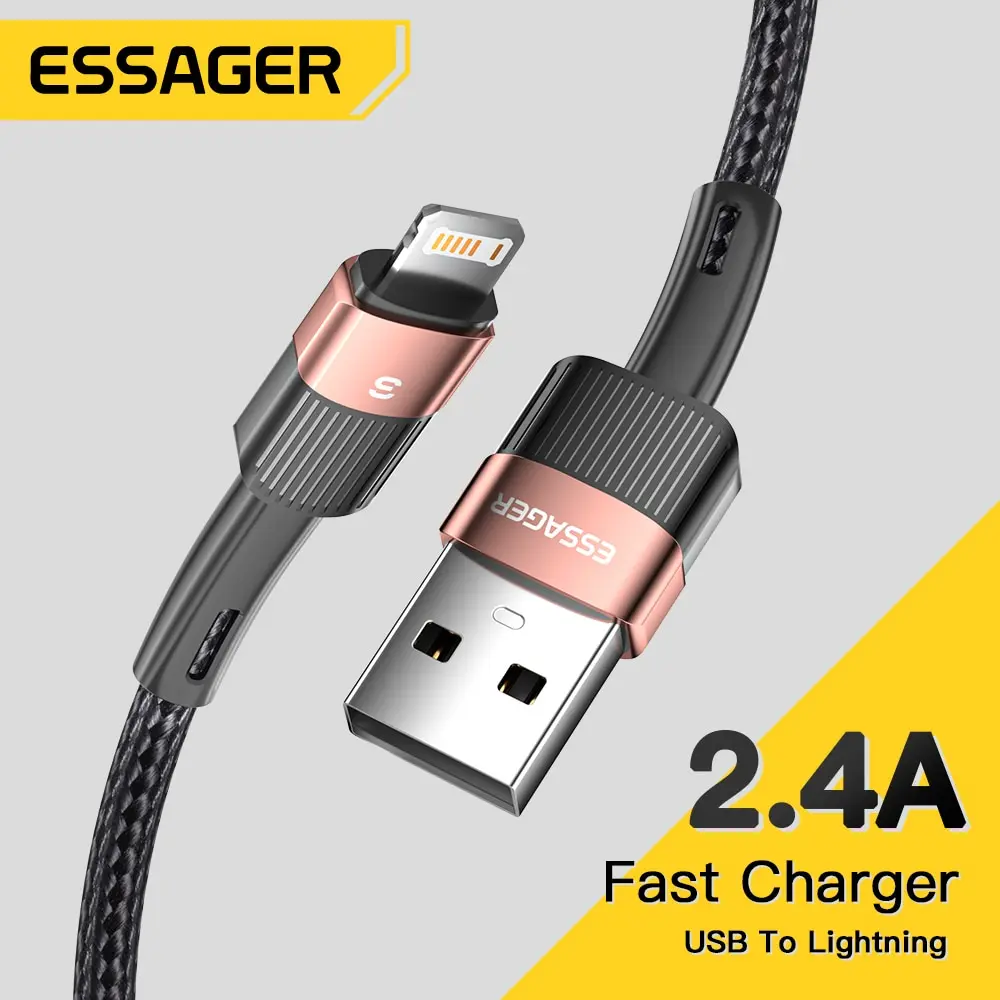 USB-кабель Essager 2,4A Для Быстрой Зарядки, Шнур Lightning-USB Для iPhone 11/12/13 Pro Max/Xs/Xr/X/SE/8/7/6 Plus