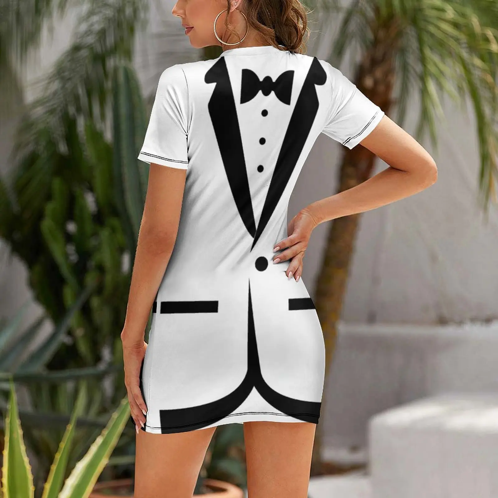 Фото Платье TUXEDO с галстуком-бабочкой и короткими рукавами, платье на день рождения для женщин, роскошные вечерние платья для женщин, платье 2025 года №2