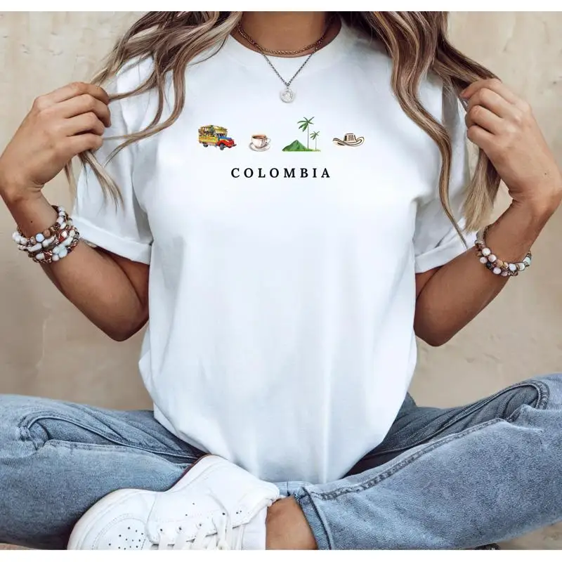 Колумбийская футболка Sombrero Vueltiao Cafe Eje Cafetero Palma De Cera Andes Chiva Rumbera Valle Del Cocora Колумбийский сувенир