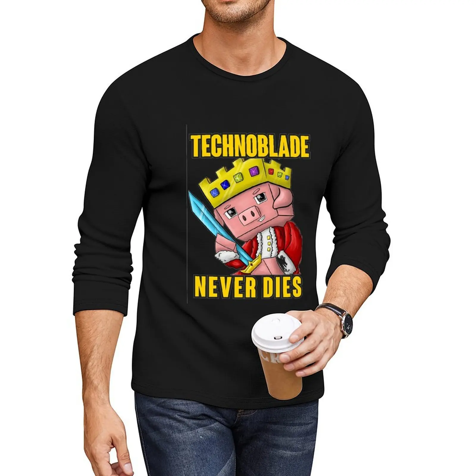 Длинная футболка Technoblade Never Dies 2022, спортивные футболки для фанатов, блузка, винтажная одежда, эстетичная одежда, футболка большого размера для мужчин