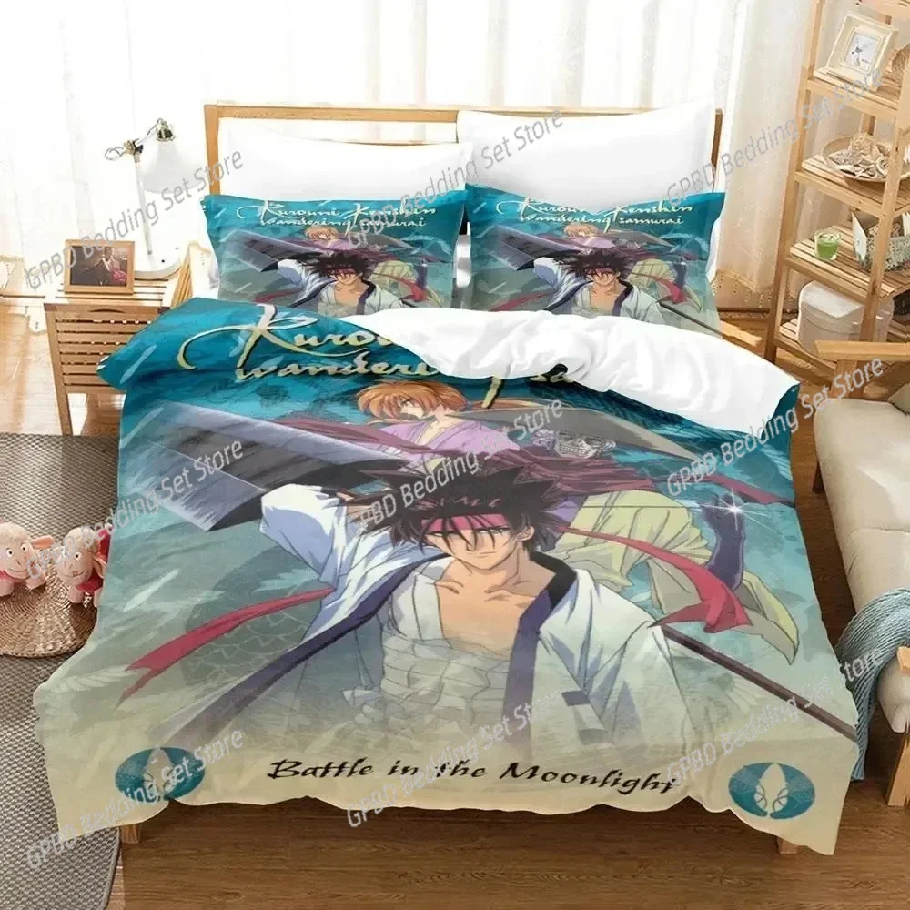 Аниме Rurouni Kenshin комплект постельного белья для мальчиков и девочек Twin Queen Size пододеяльник наволочка кровать для детей и взрослых модный домашний текстиль