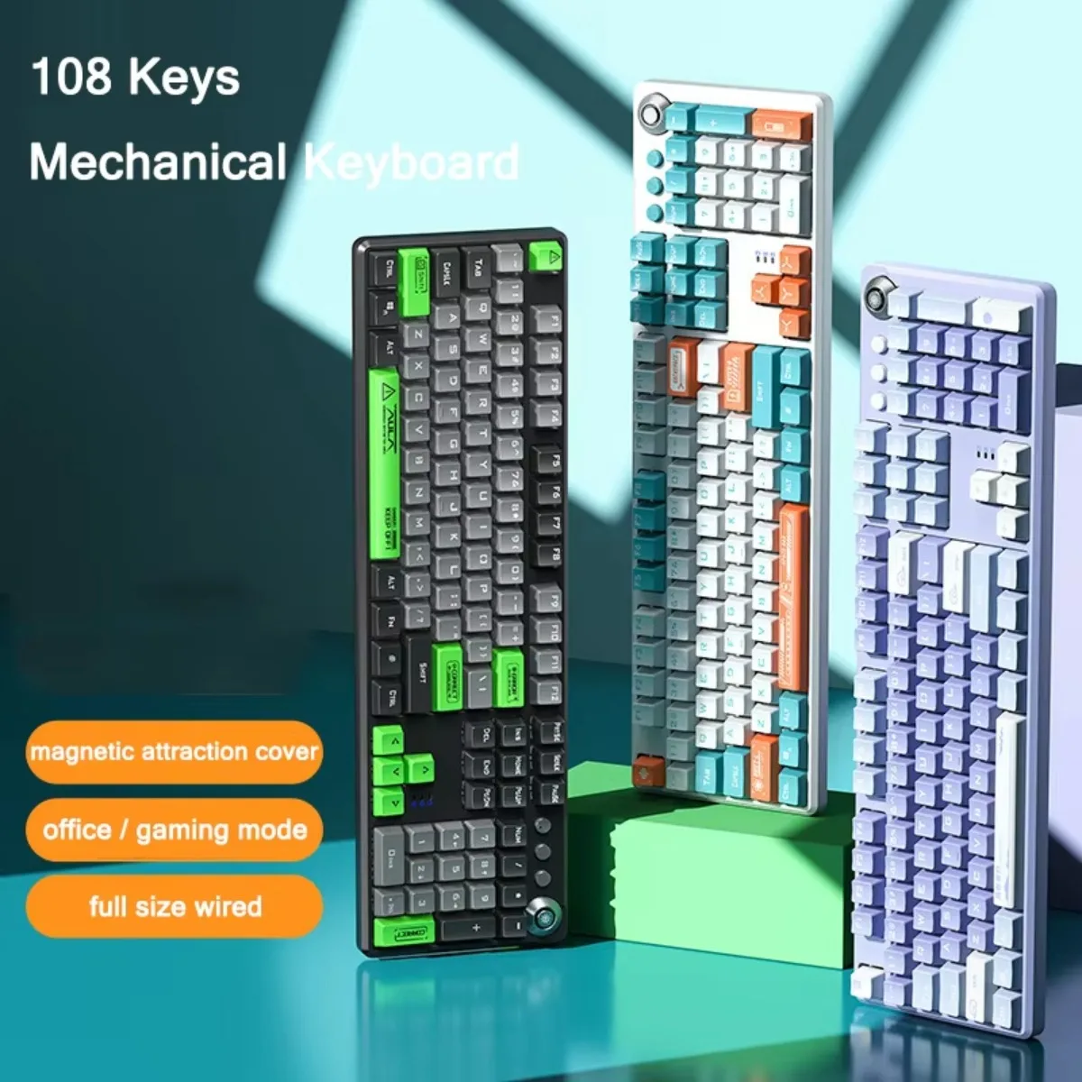 AULA F2088Pro Механическая клавиатура с RGB-подсветкой, многофункциональная ручка, проводная игровая клавиатура для киберспорта, компьютерные аксессуары, подарки