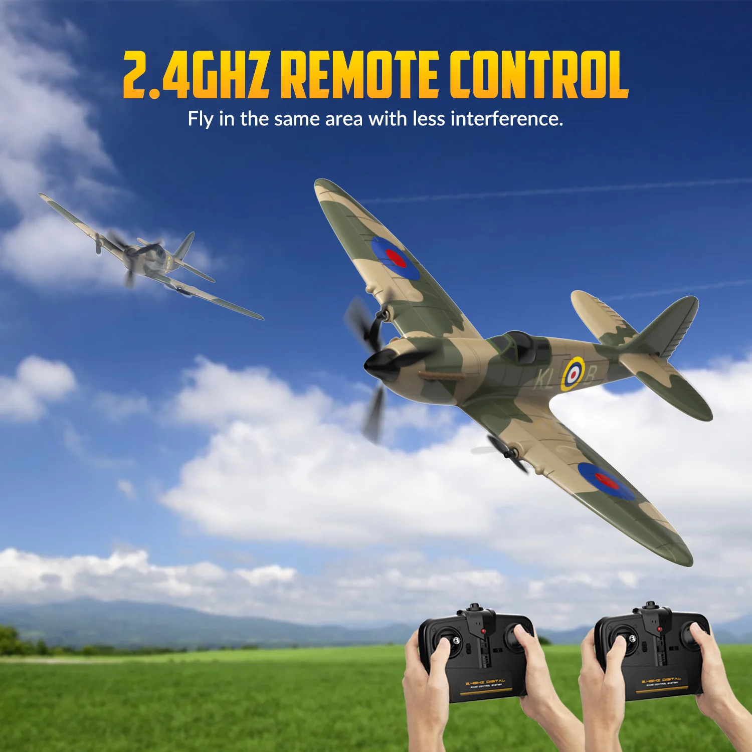 Volantexrc 3CH Spitfire RC Самолет 2,4G Гироскопический стабилизатор 400 мм 400 мм Фиксированное крыло EPP Пенопластовый самолет RTF Истребитель для мальчиков и детей ﻿