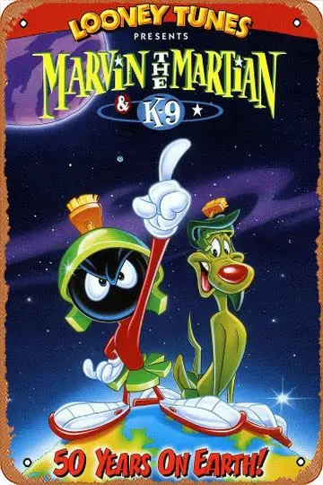 Marvin the Martian ; K9: 50 лет на земле (1998) фильм, Винтажный Фильм, жестяной знак, Размер 8x12 дюймов для бара, Настенный декор, кинопостер
