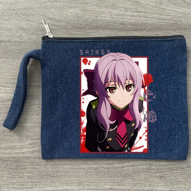 Фото Yoichi Saotome Eraph of The End Shinoa Hiiragi косметичка женская косметичка Kawaii туалетные принадлежности холст органайзер джинсовая сумка на молнии №5