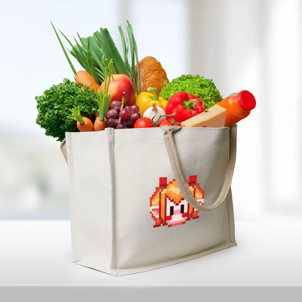 Фото Pixel Omn Nomnom Tote Bag, сумка-тоут, университетская сумка-шопер, женская большая парусиновая сумка для женщин №3