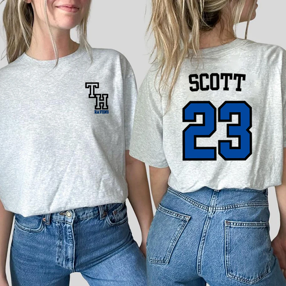 Футболка TREE HILL RAVENS Scott 23, рубашка с принтом спереди и сзади, рубашки One Tree Hill, футболка Nathan Scott, топы из Северной Каролины, подарки