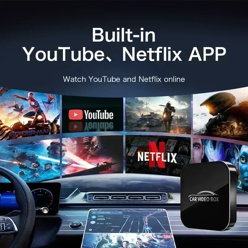 Фото Andriod 12.0 Smart Video Box Wireless Android Auto Wireless Carplay Мультимедийный адаптер 3в1 Встроенный Netflix YouTube Plug & Play №2