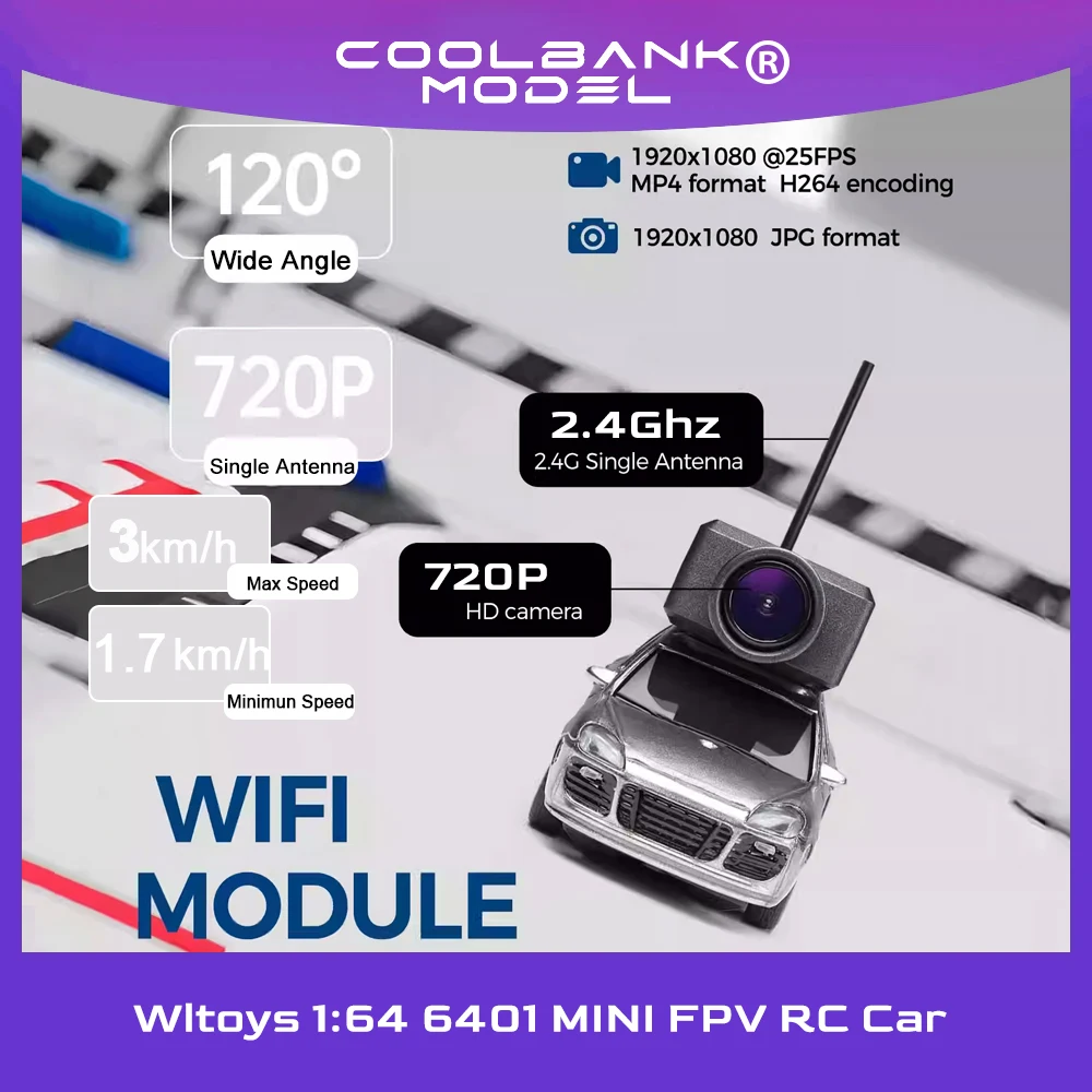 1:64 Wltoys 6401 FPV RC автомобиль Беспроводная Wi-Fi 720P HD камера 2,4G радиоуправляемые мини-автомобили Полная шкала Встроенный гироскоп Управляемый через приложение Игрушки для автомобилей