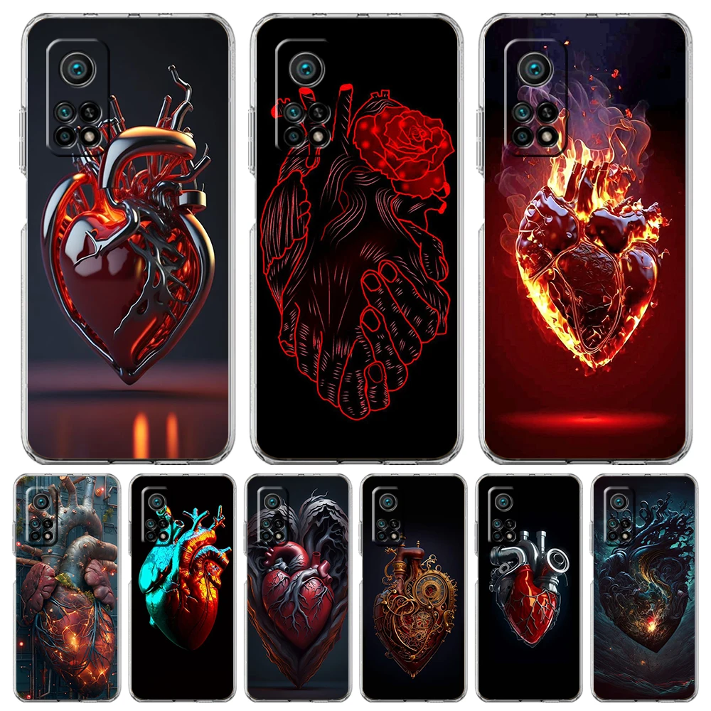 Прозрачный чехол для телефона Xiaomi Mi 15,14,13,12,11,Ultra,13T,12T,Poco,X3,NFC,F3,F6,Pro,Lite, мягкий чехол из ТПУ, милая сумка с человеческим сердечком