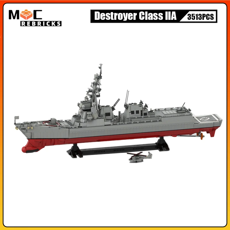 MOC Военная серия ВМС США Arleigh Burke Destroyer Class IIA Военные корабли Набор строительных блоков Боевой корабль Сборка Модель Кирпичи Игрушка