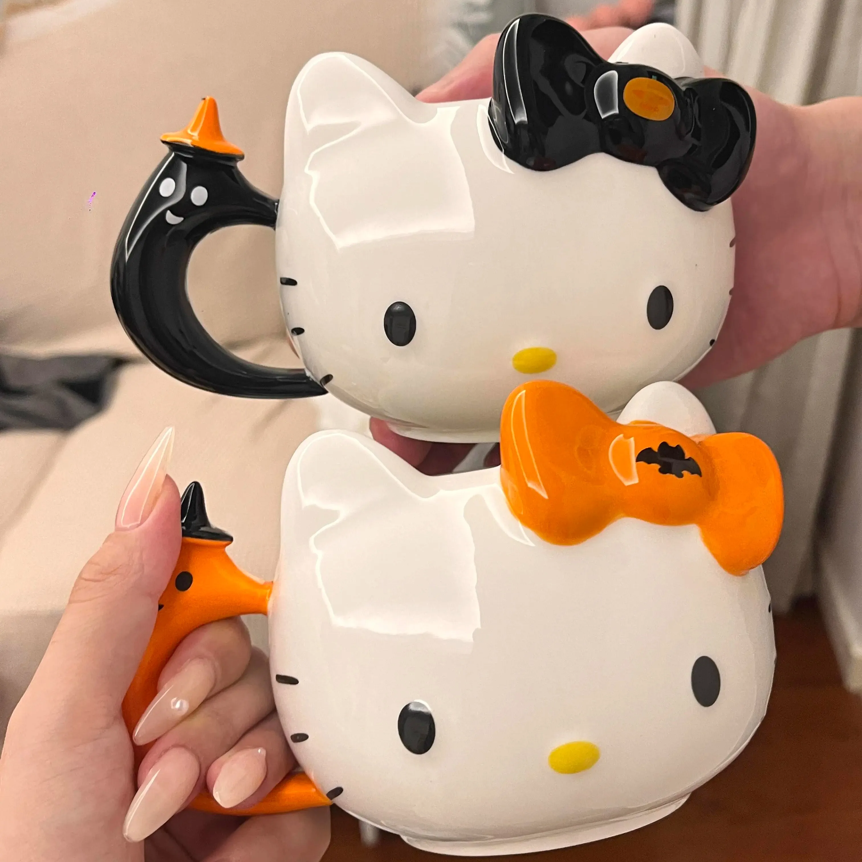 Фото Новинка 2024, хит продаж, периферийные устройства персонажа Hellokitty, Хэллоуин, лимитированная кавайная керамическая кружка, подарок с праздничной атмосферой, украшения для вечеринки, подарок №3