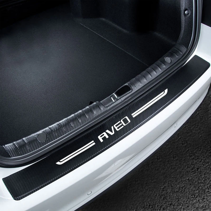 Фото Для Chevrolet AVEO логотип 2020 2021 2022 углеродное волокно Автомобильная Накладка на порог Порог Защитная Накладка на порог защитная накладка на багажник бампер наклейки №4