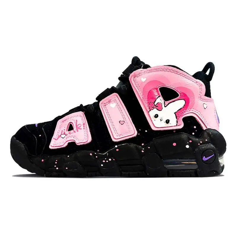 [На заказ GS Naughty Little Rabbit Black Powder]Nike Air More Uptempo винтажные баскетбольные кроссовки женские средние кроссовки розового цвета