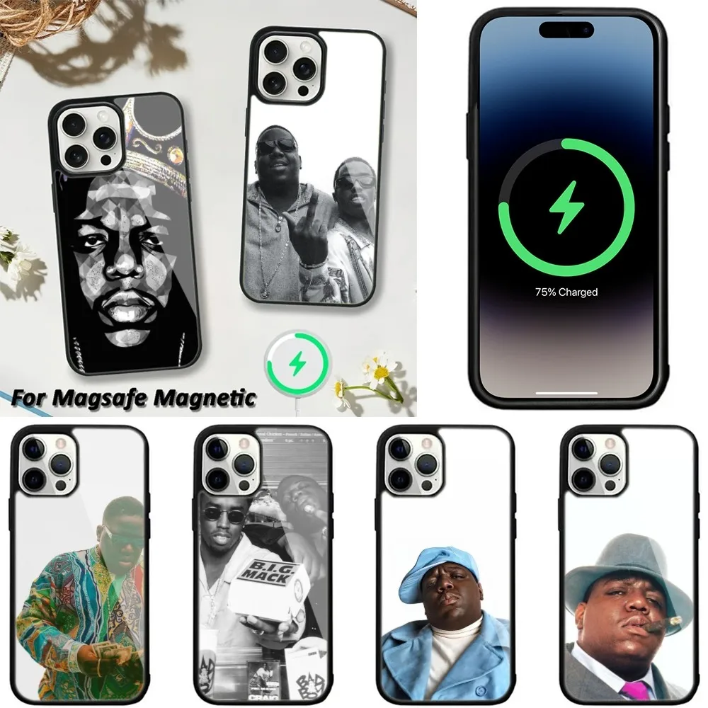 Знаменитый чехол для телефона B-Biggie Smalls Magsafe, чехол для телефона для iPhone 15,14,13,12,11 Pro Max Plus, Беспроводная зарядка