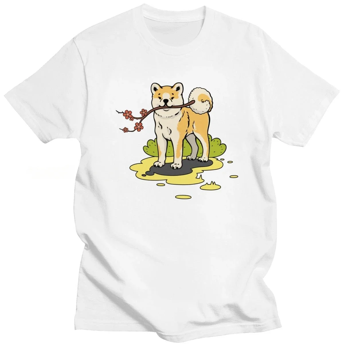 Уникальная забавная японская собака Akita Inu с коротким рукавом и круглым вырезом из чистого хлопка подарок для любителей собак модная одежда с круглым вырезом (art.: 3920c82de0bc9) - 3920c82de0bc9