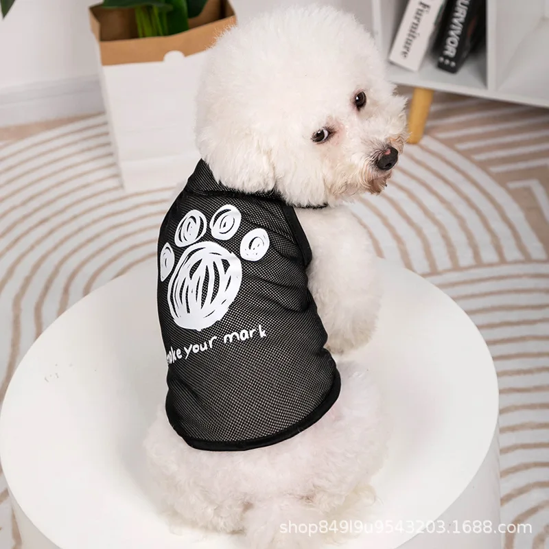Фото Летняя сетчатая охлаждающая одежда для маленьких собак Boomerang Bichon Тедди Тонкий жилет для собак дышащая крутая Одежда для кошек и щенков №2