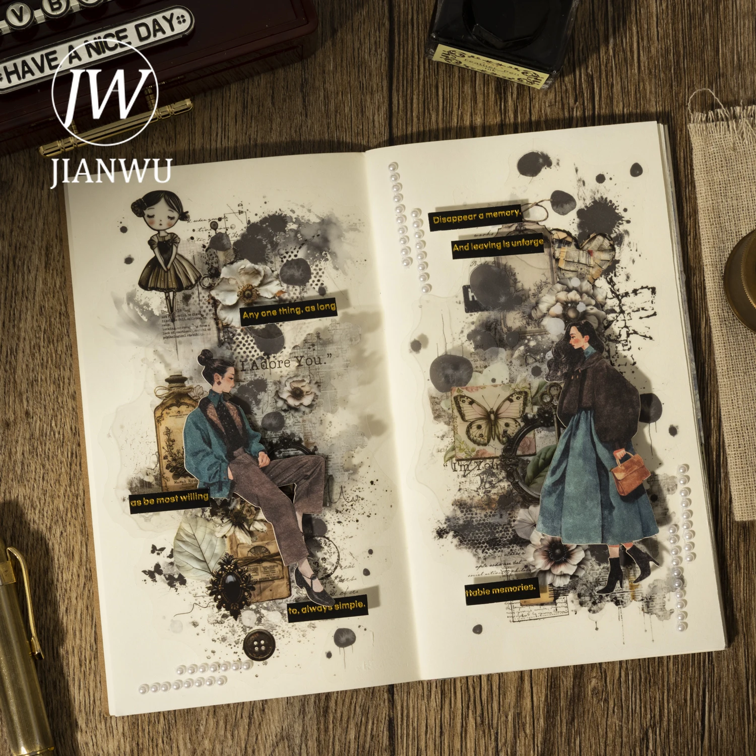 Фото JIANWUThose Old Times Series, винтажный цветок, акварель, пятно, пейзажный материал, коллаж, наклейка для домашних животных, креативный журнал, канцелярские принадлежности №5