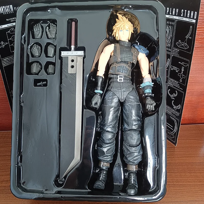 Фото Экшн-фигурка Play Arts Kai Cloud Strife, ремейк, меч, модель игрушек, 28 см, шарнирная Подвижная кукла, подарок на день рождения №1