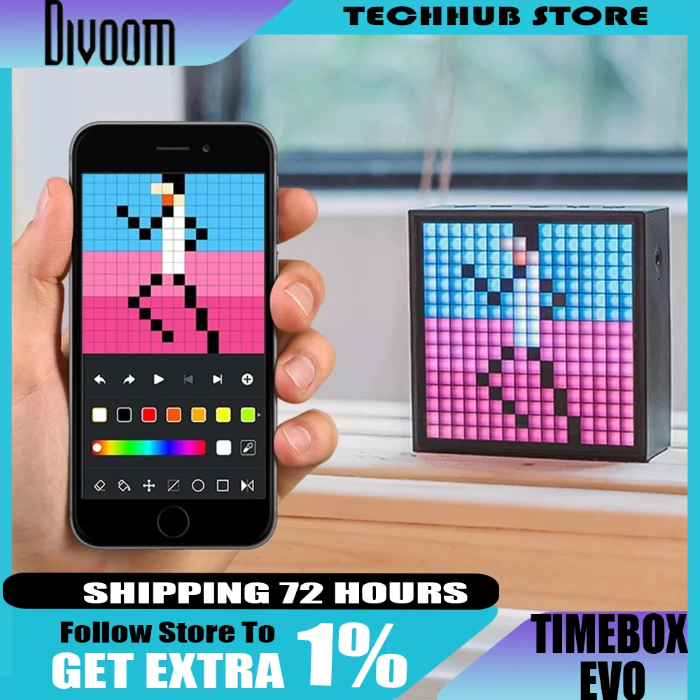 Динамики Divoom Timebox Evo, беспроводные Bluetooth с будильником, программируемый светодиодный дисплей для Pixel Art Creation, уникальный подарок