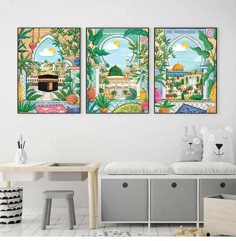 Sheikh Zayed Mosque Kaaba Abstrct Wall Art Muslim Home Living Room Home Decoration Canvas Painting Posters And Prints Pictures