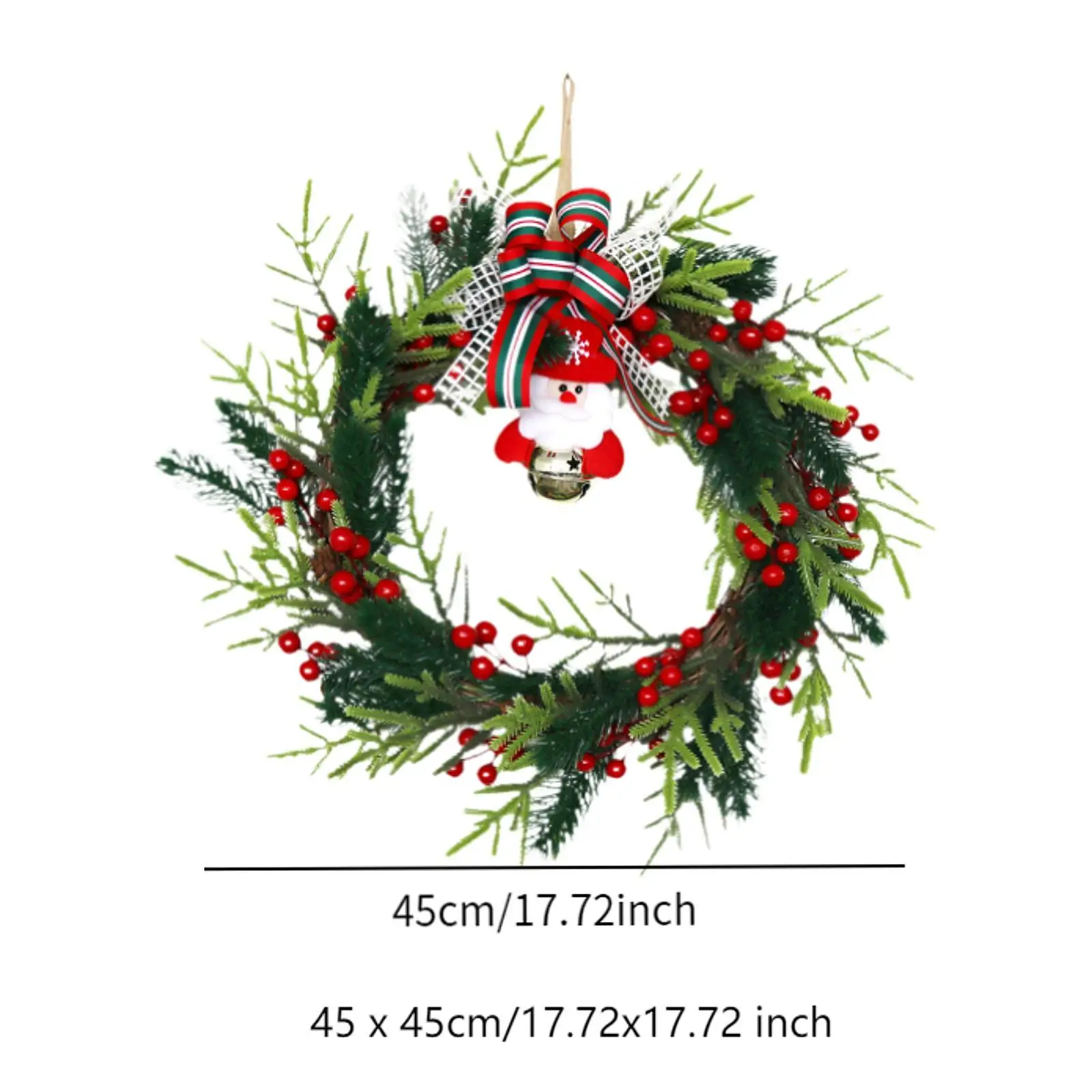 Christmas Wreath for Front Door Xmas Wreath 18 inch with Bow Christmas Decoration Christmas Door Wreath for Holiday Fireplace (art.: 3920cab100e51) - 3920cab100e51