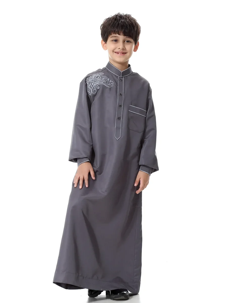 Турецкий мусульманский детский кимоно Abaya Jubba Thobe Boy Thobe Thawb Caftan для детей, мусульманская одежда, длинное платье, Арабский Дубай
