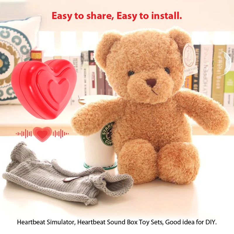 Фото Подарочный набор Heartbeat Box Bear — комбинированная коробка с плюшевым мишкой и симулятором сердцебиения 40 см с волшебным карманом на молнии для родителей и детей. №2