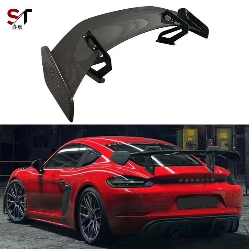 Подходит для Porsche 718 987 981, хвост из углеродного волокна GT4RS, спойлер с фиксированным ветровым крылом, модернизация