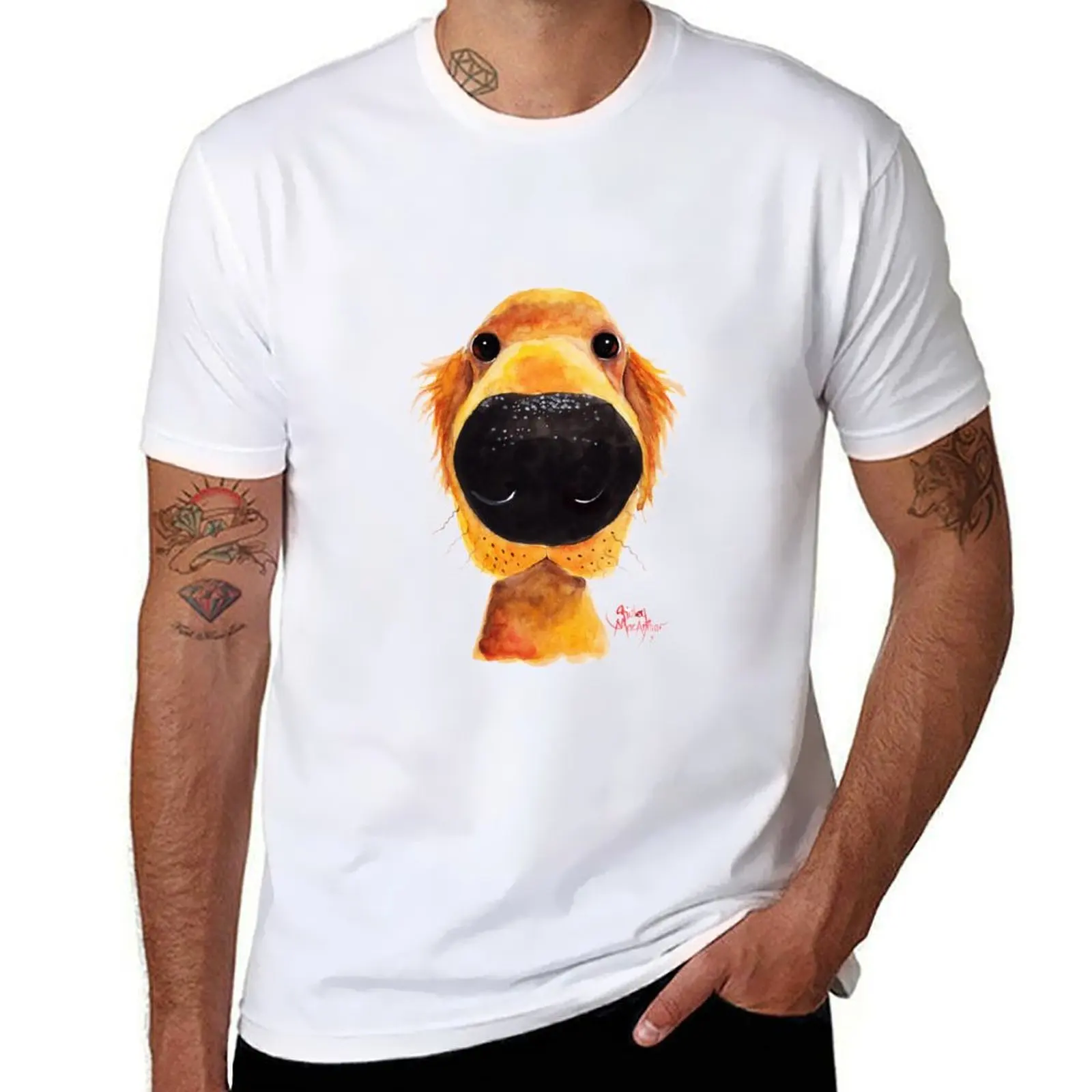 Футболка Labrador / Golden Retriever PRiNT ' NoSeY DoG RoY' BY SHiRLeY MacARTHuR, забавные футболки, хлопковая футболка