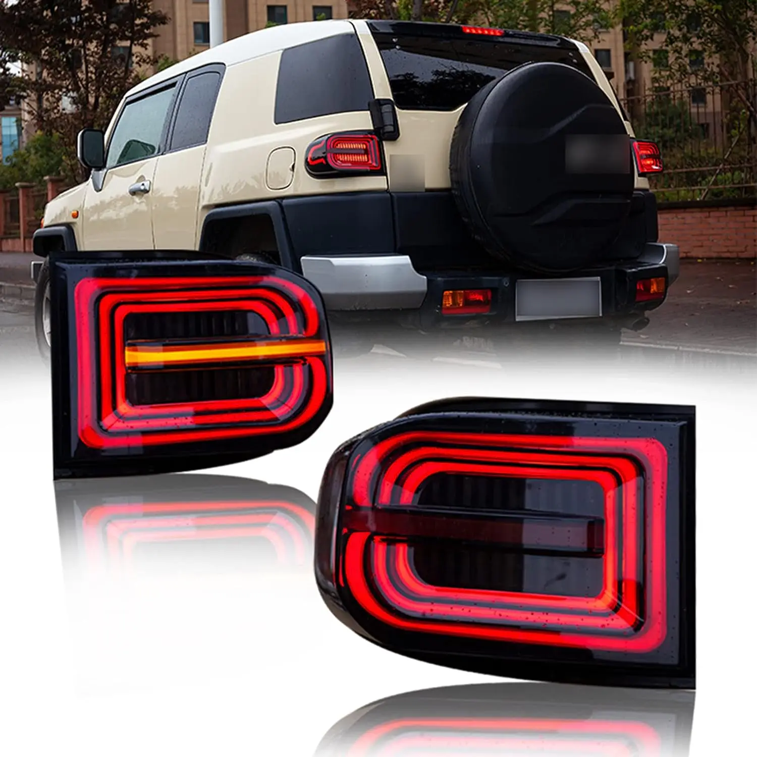 Задние фонари для Toyota FJ Cruiser 2007-2017 светодиодные DRL автомобильные задние фонари в сборе, автоаксессуары, модифицированная лампа