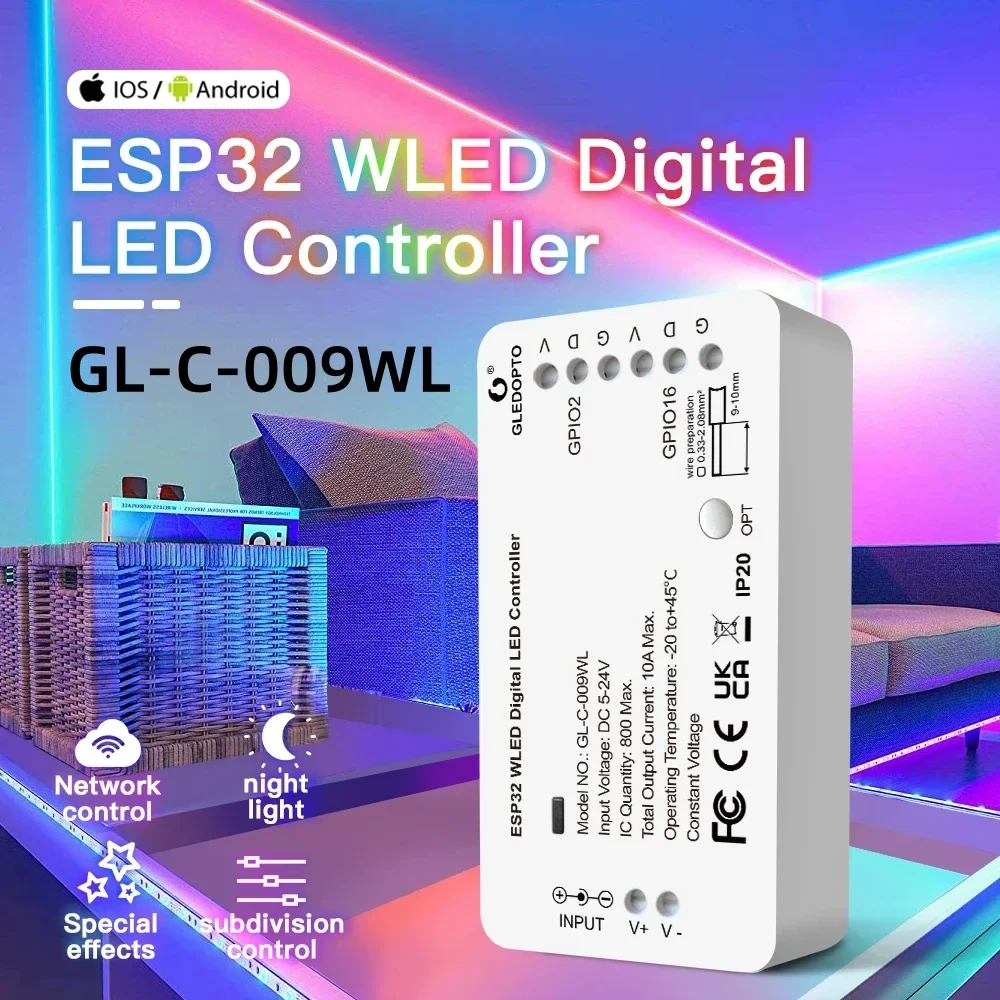 Контроллер для светодиодных лент с поддержкой WS2811 SK6812 WS2812B RGB RGBW Wifi APP