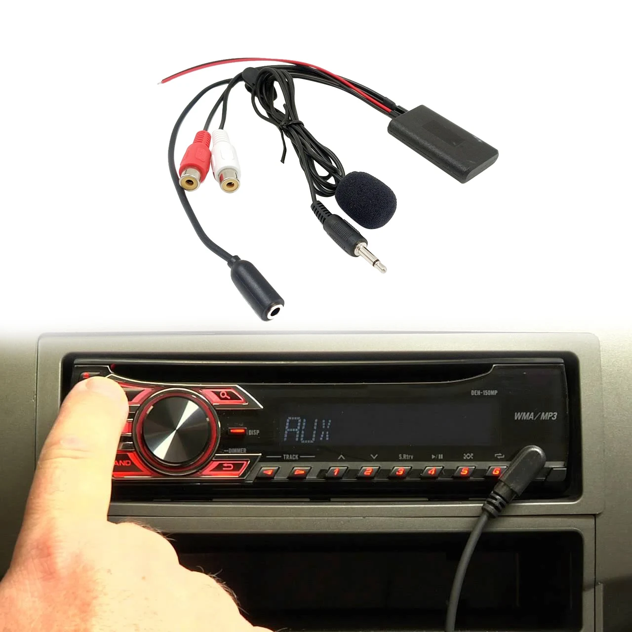 Фото Универсальный автомобильный радиоприемник 3,5 мм RCA аудио AUX вход Bluetooth микрофонный кабель для Pioneer для Hyundai для Nissan для Mazda №2