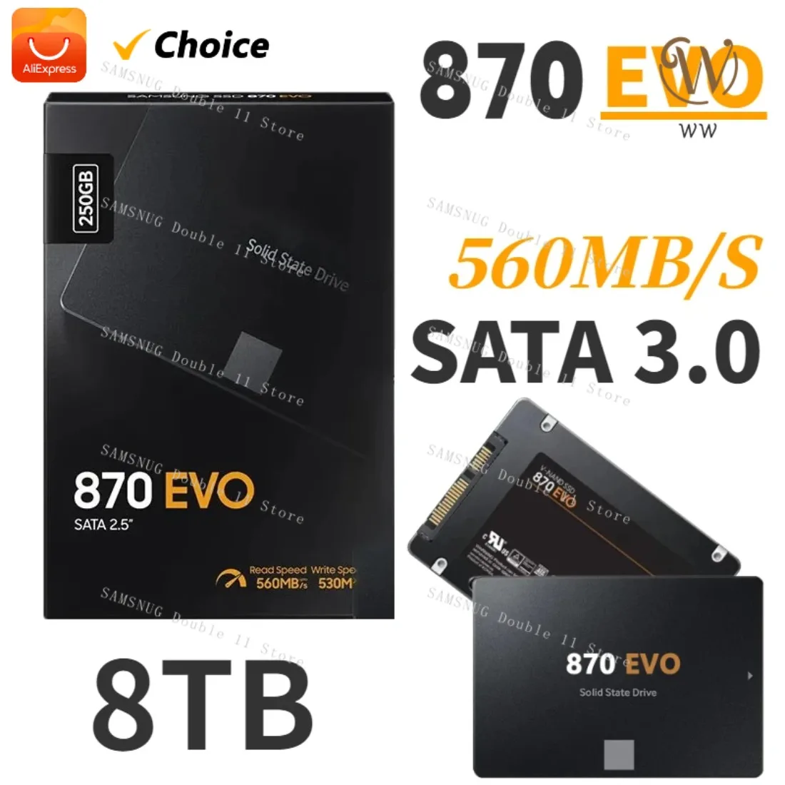 2024 Новый SSD 870 EVO 1TB 2 ТБ 4TB 8TB Внутренние твердотельные диски, жесткий диск SATA 3,0 MLC 2,5 дюймов для ноутбука, настольного ПК PS4 PS5