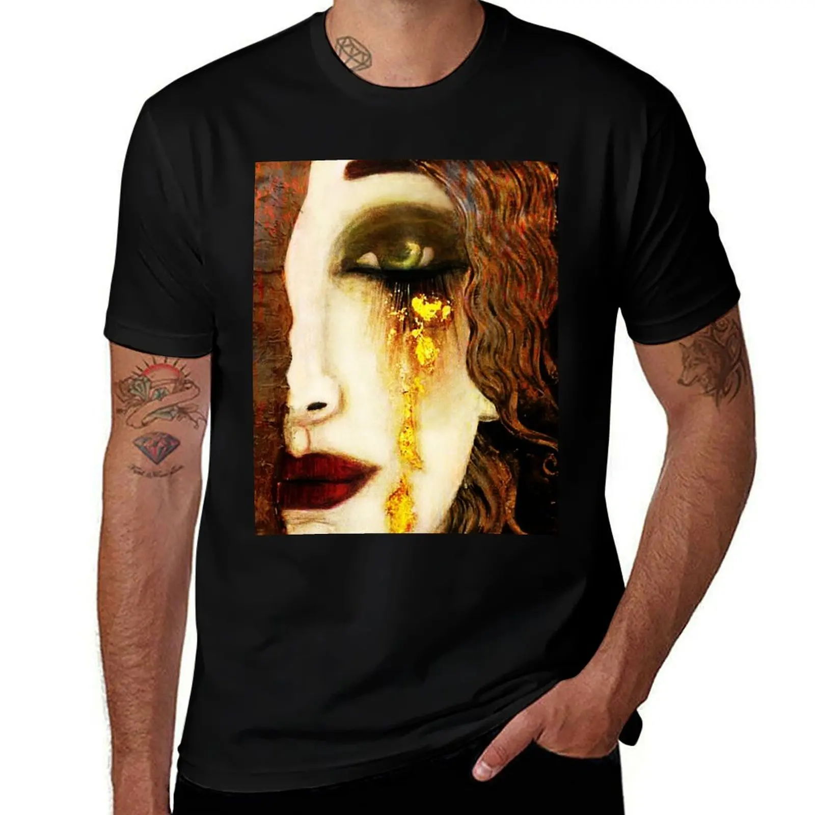 Golden Tears Freya's Tears of Gold Anne Marie Zimmerman (School of Klimt) Футболка мужская однотонная футболка для мужчин мягкий хлопок