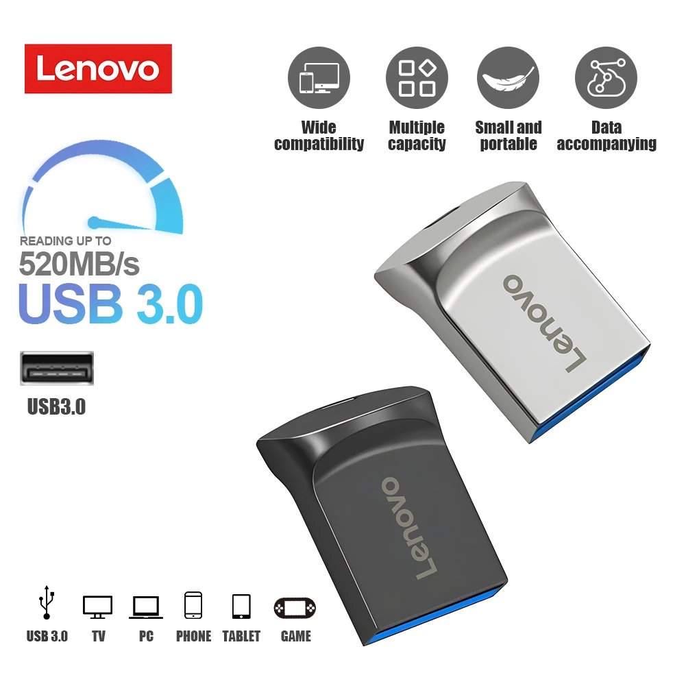 Флеш-накопитель Lenovo, USB 3,0, 512 ГБ, 1 ТБ