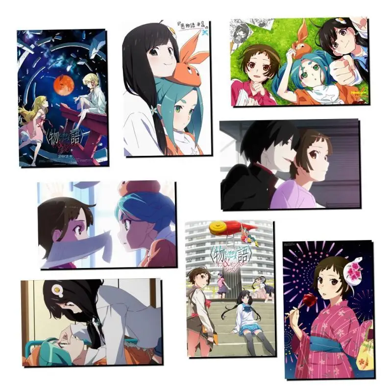 Постер серии Monogatari, периферийные аниме наклейки на стену для гостиной, спальни