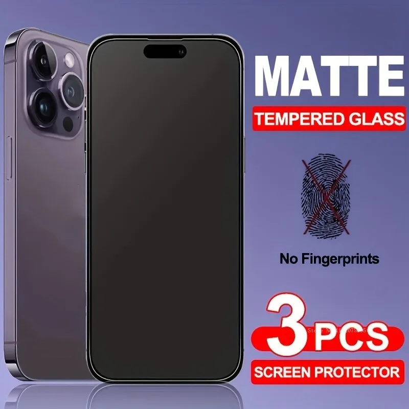 Матовое закаленное стекло для iPhone 15 14 Pro Max 7 8Plus XR XS Max, защитная пленка для экрана IPhone 11 12 13 Pro Mini, 3 шт.