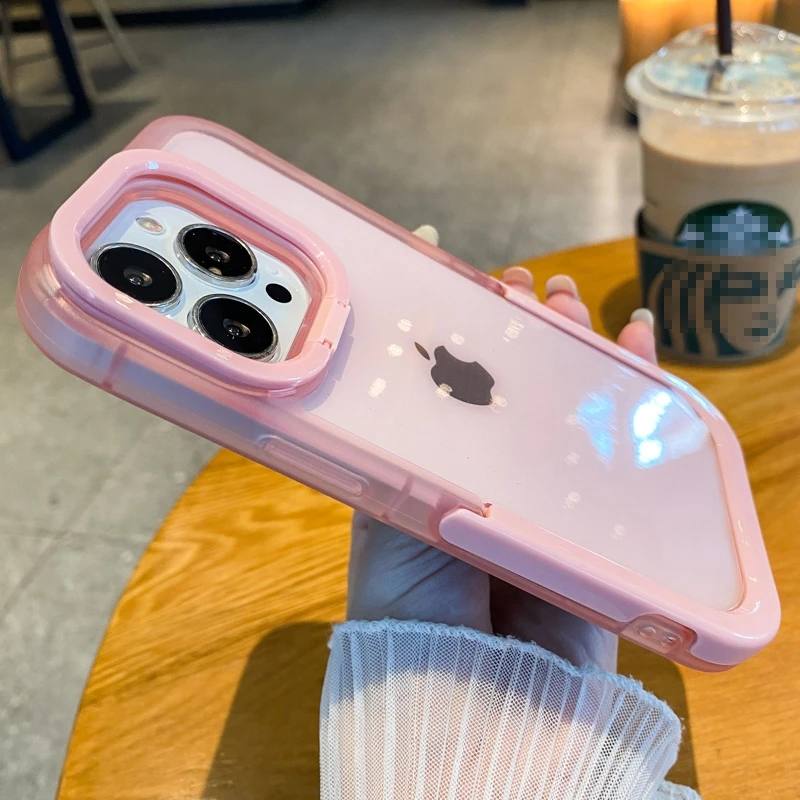Роскошный прозрачный чехол-подставка для телефона iPhone 11 12 13 14 15 Pro Max X XR XS 7 8 Plus, Мягкий противоударный чехол-бампер