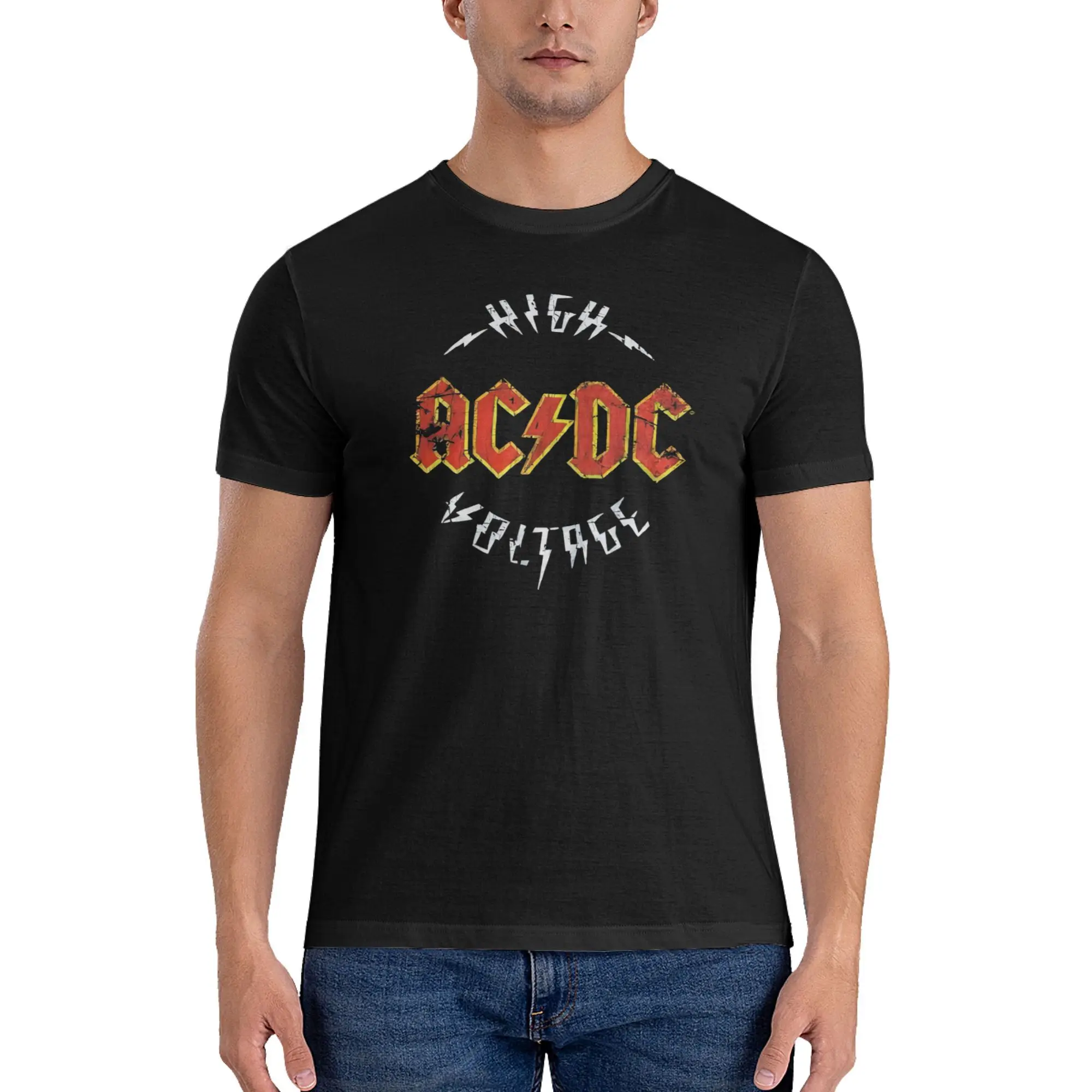 Фото Мужская и женская винтажная футболка с графическим рисунком Acdc, модные футболки из чистого хлопка в стиле хип-хоп, одежда YD006 №2
